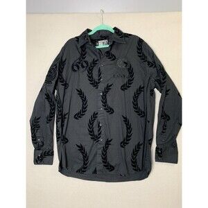 Coogi Shirt Mens Sz XL 40 Years Black Flocked Embroidered Laurel Wreaths Cowboy